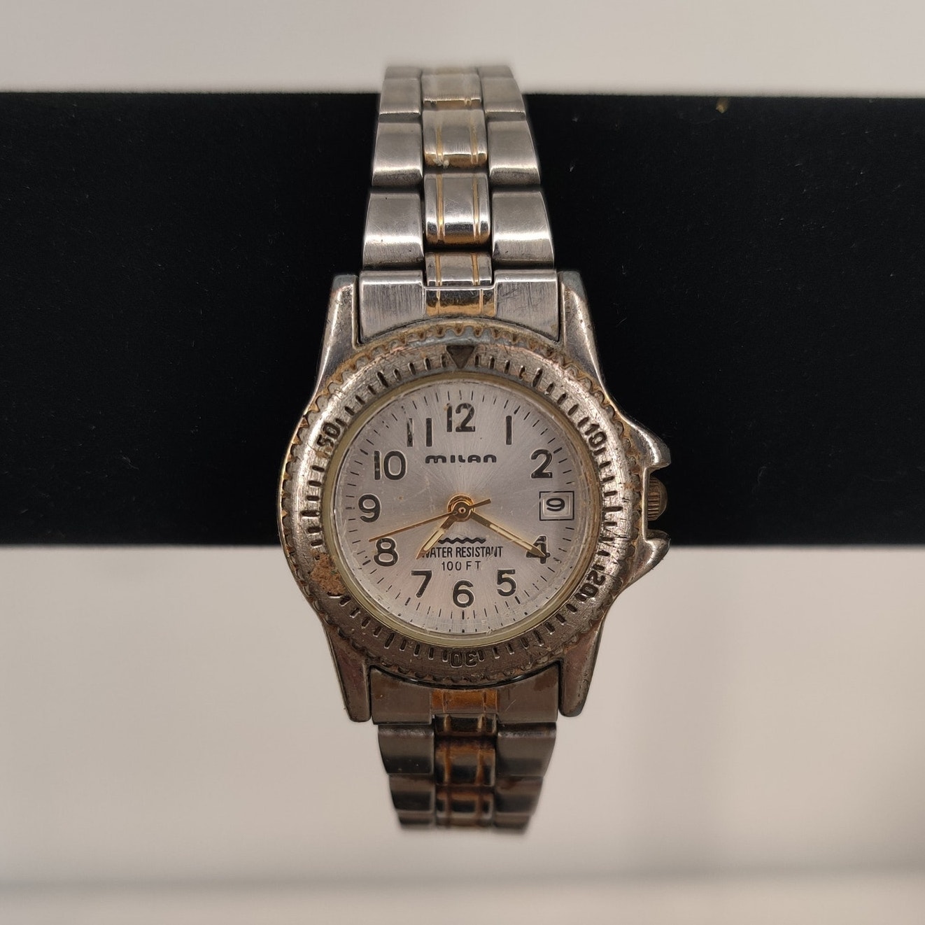 Vintage Milan Stainless Steel Watch TwoTone Gold Silver Ladies Timepiece